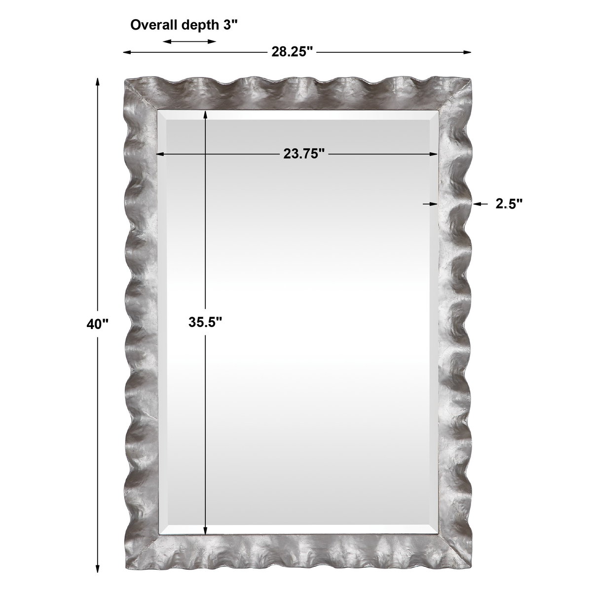 Haya Vanity Mirror, by Uttermost, 2'4.37" width x 3'4.25" height x 2.5" depth View 3