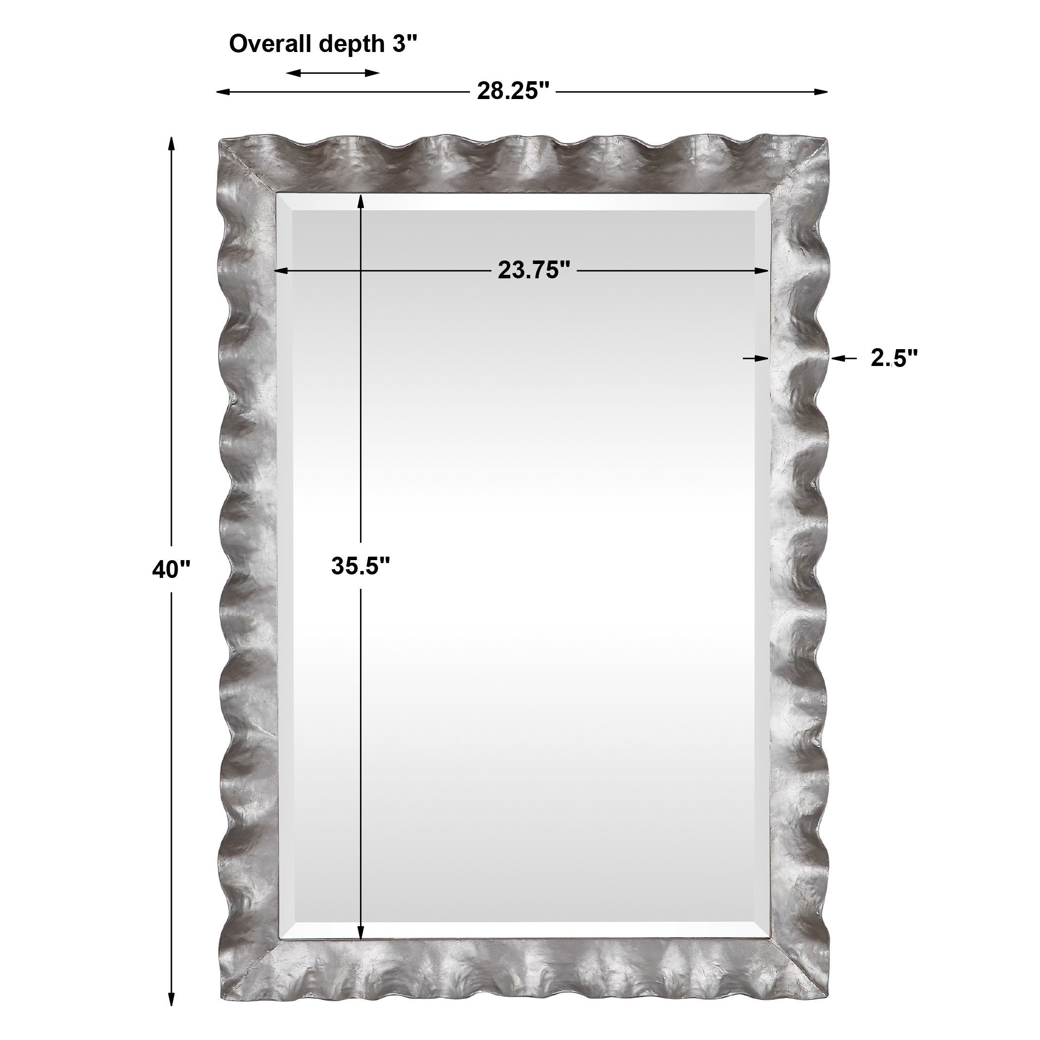 Haya Vanity Mirror, by Uttermost, 28.37" width x 40.25" height x 2.5" depth View 3