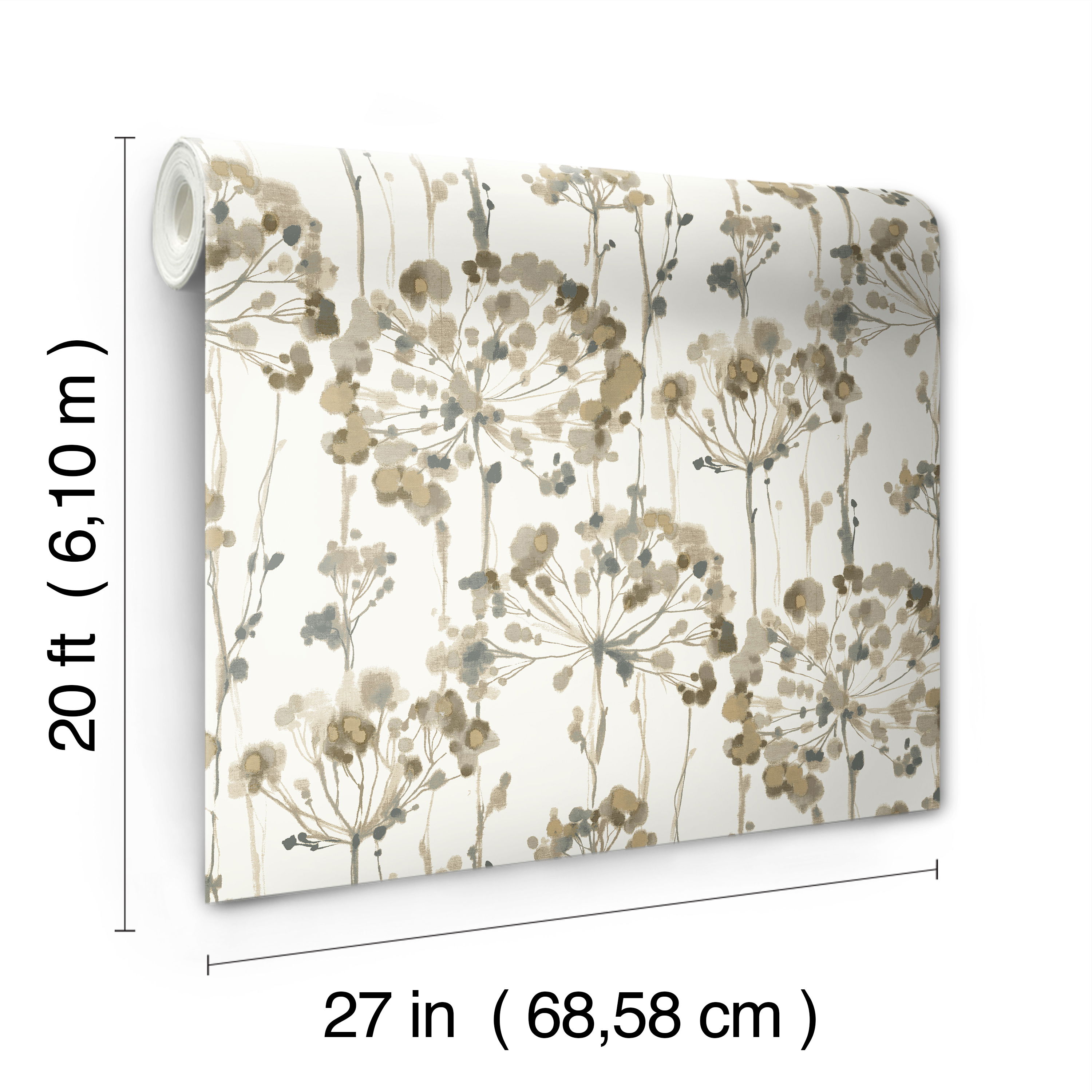 Flourish Neutral Peel & Stick Wallpaper, by York Wall, 20' length x 2'3" width x 0.02" depth View 9