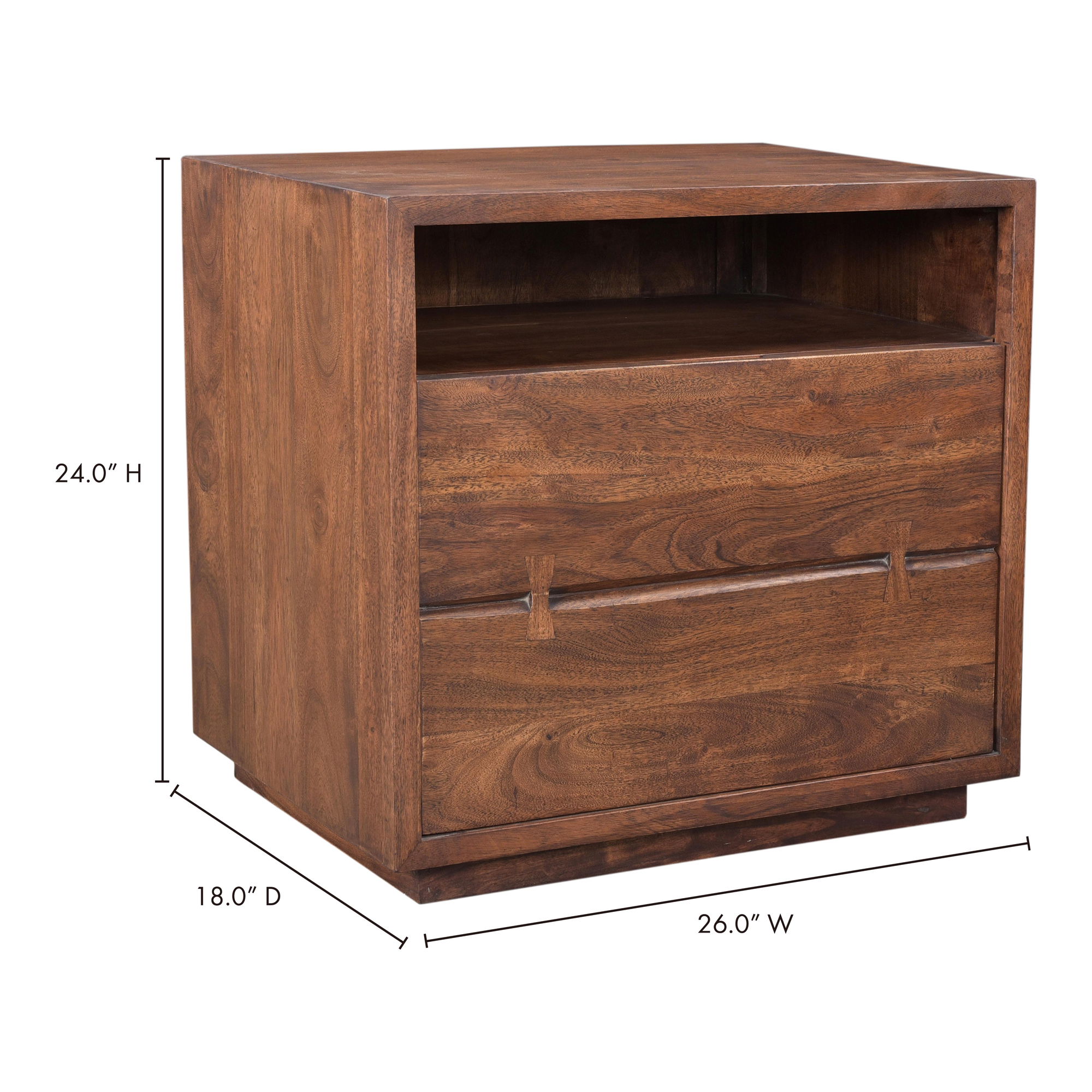 Madagascar Nightstand, by Moe's Home, 26" width x 24.5" height x 18" depth View 10