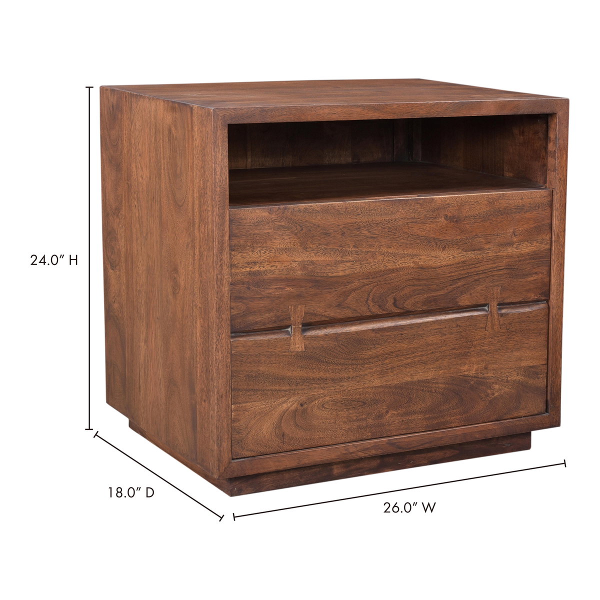 Madagascar Nightstand, by Moe's Home, 26" width x 24.5" height x 18" depth View 12