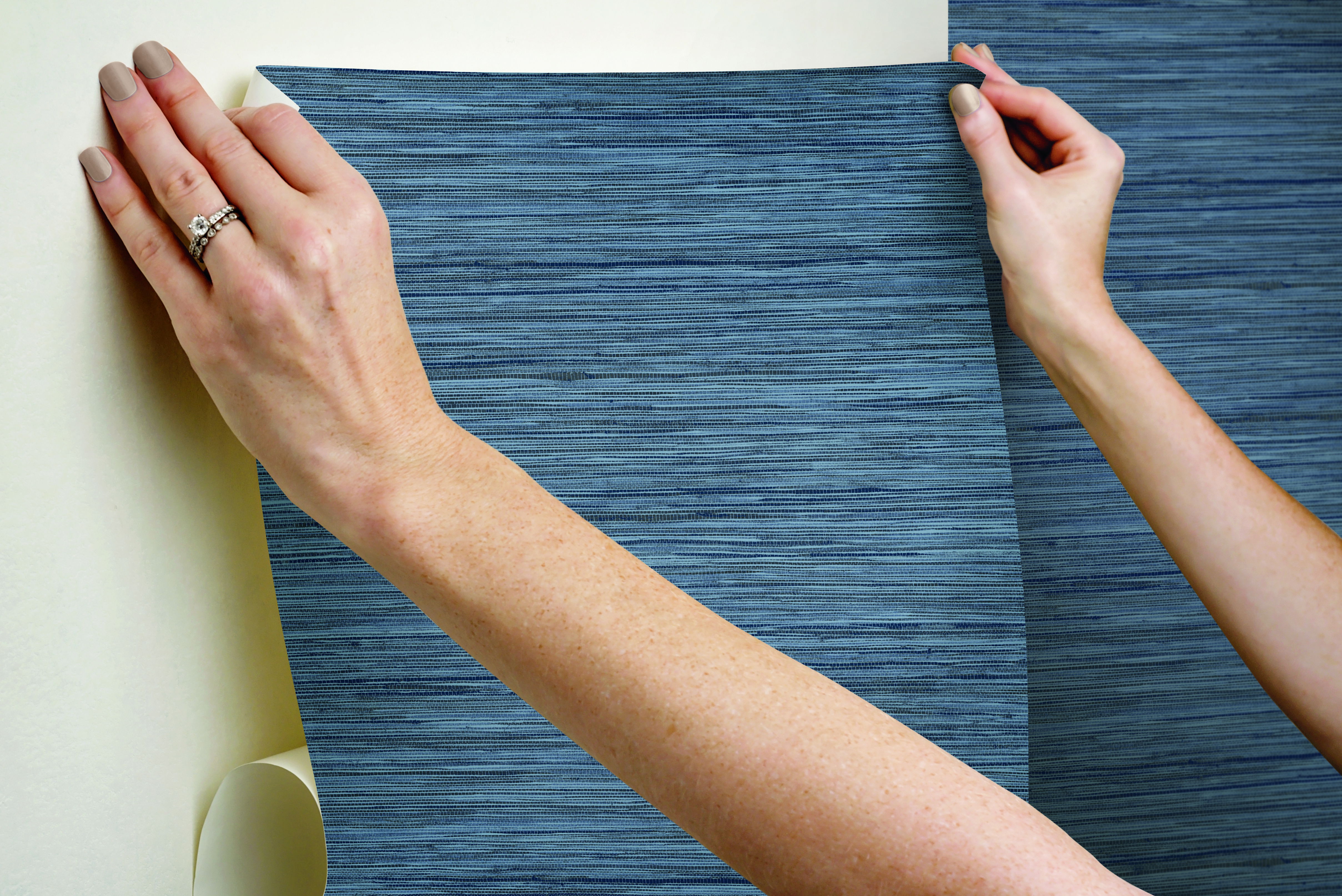 Bahia Grass Navy Peel & Stick Wallpaper large image 