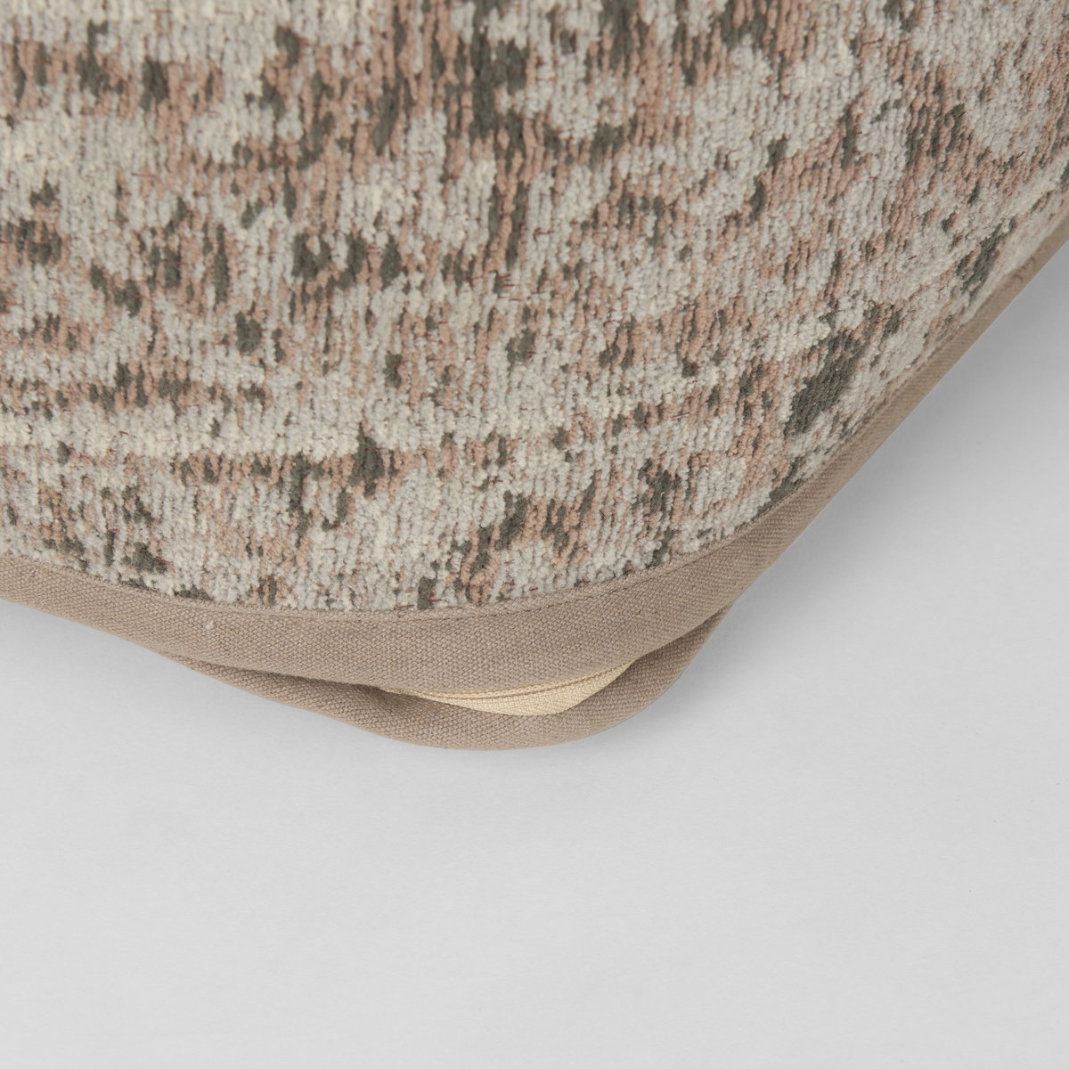 Khloe Small Taupe Pouf, Ottoman by Mercana, 18" length x 18" width x 18" height View 9