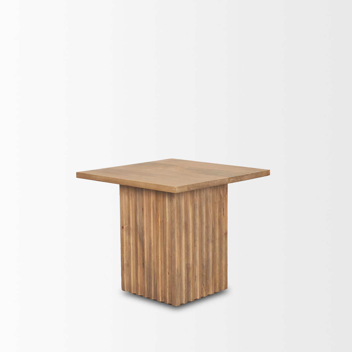 June Light Brown Wood with Fluting Square Side Table, Side & End Table by Mercana, 24" length x 24" width x 22" height View 6