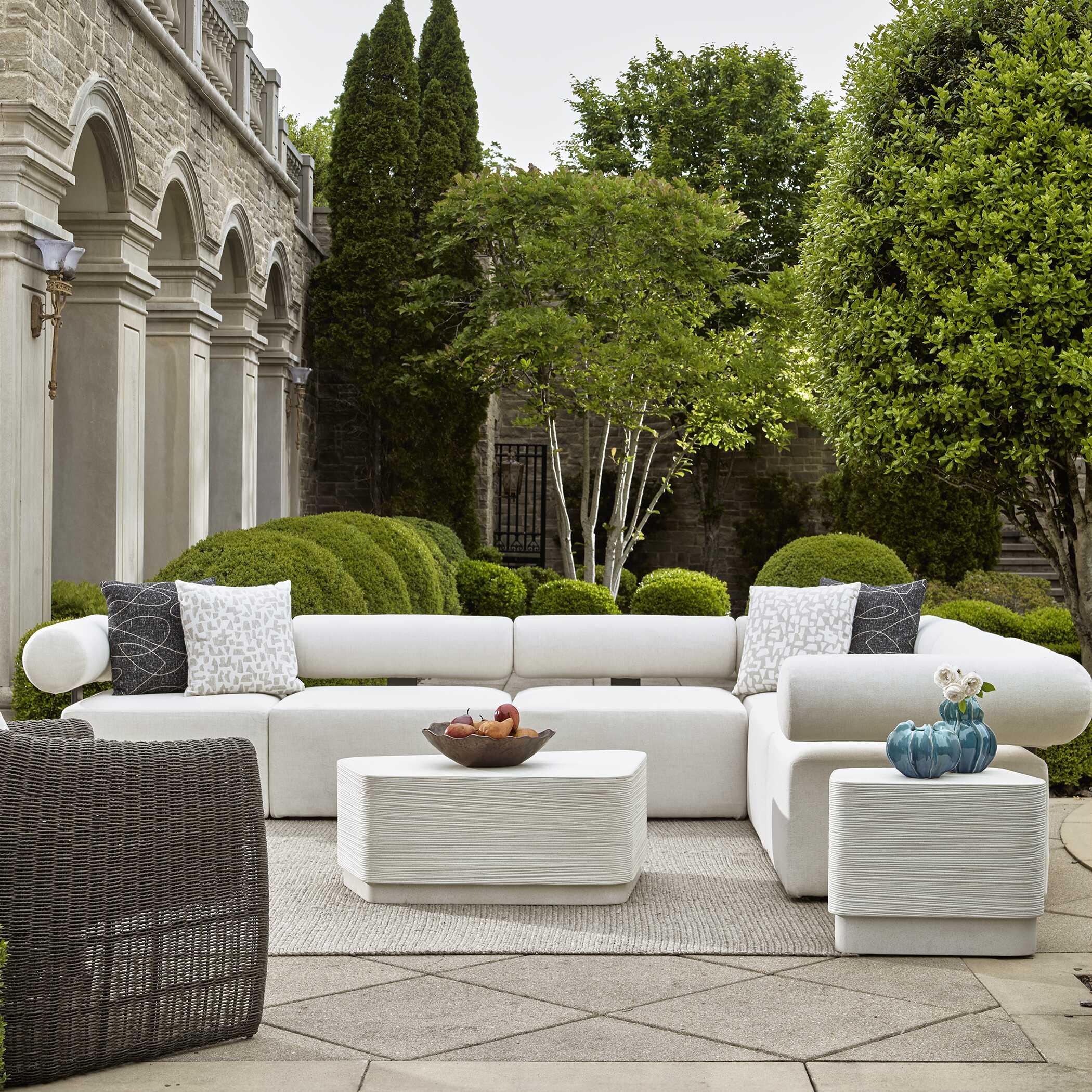 Saltwater White Concrete Coffee Table, Furniture by Uttermost, 38" width x 15" height x 23.5" depth View 4