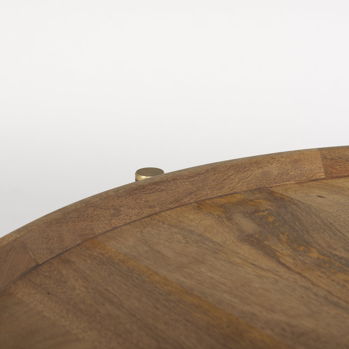 Marquisa 34.25' Round Small Brown Wood with Black Metal Coffee Table, by Mercana, 34.25" length x 34.25" width x 16.5" height View 7