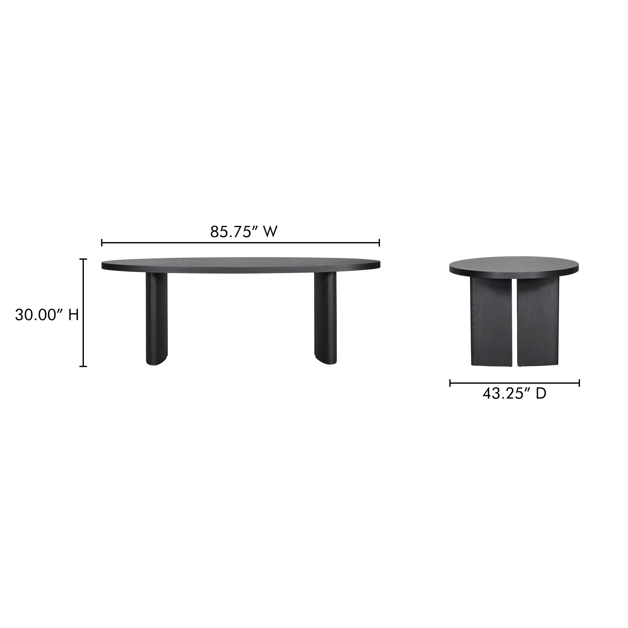 William Dining Table Black, by Moe's Home, 85.75" width x 30" height x 43.25" depth View 13