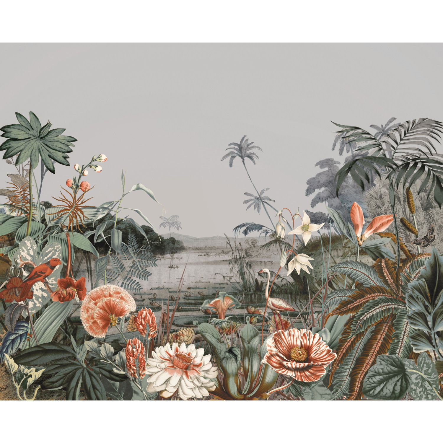 Floating Gardens Grey Wall Mural large image 