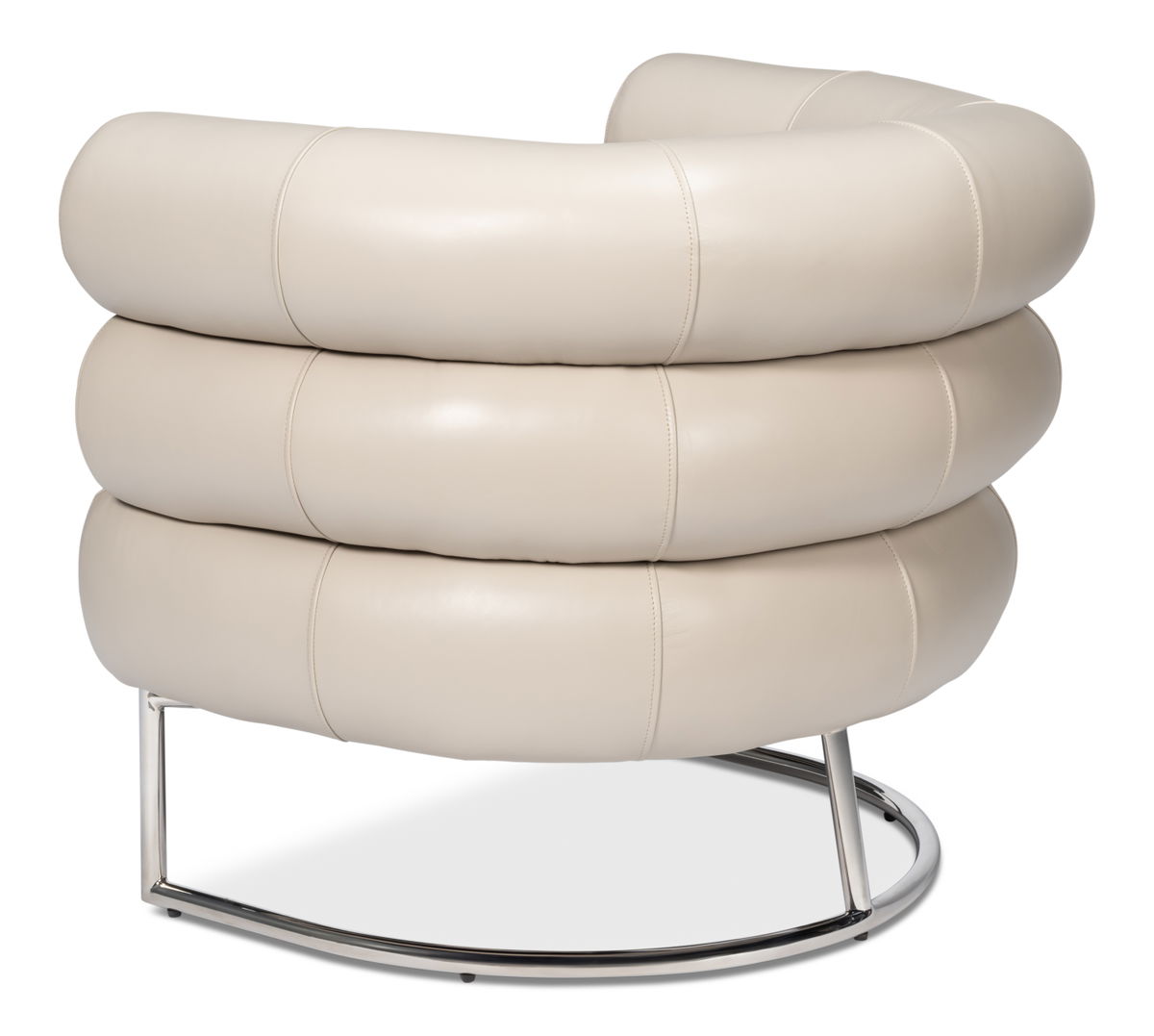 Rondo Occasional Leather Chair White, by Sarreid, 2'7" length x 3'2" width x 2'6" height View 11