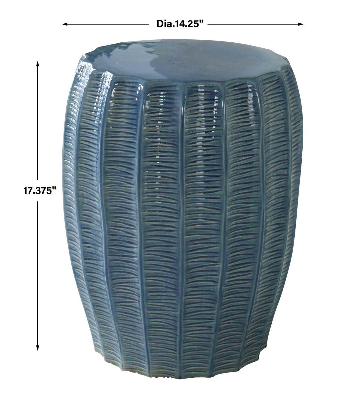 Harbor Aqua Blue Garden Stool, Outdoor Stool by Uttermost, 1'2.25" width x 1'5.37" height x 1'2.25" depth View 3