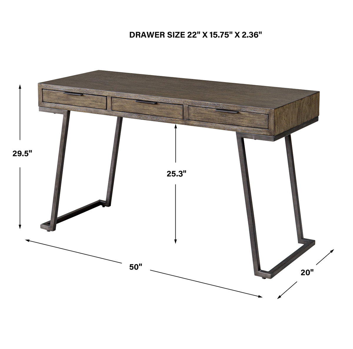 Comrade Natural Wood Desk, by Uttermost, 50" width x 29.5" height x 20" depth View 3