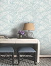 Palm Cove Toile White & Blue Wallpaper thumbnail 2