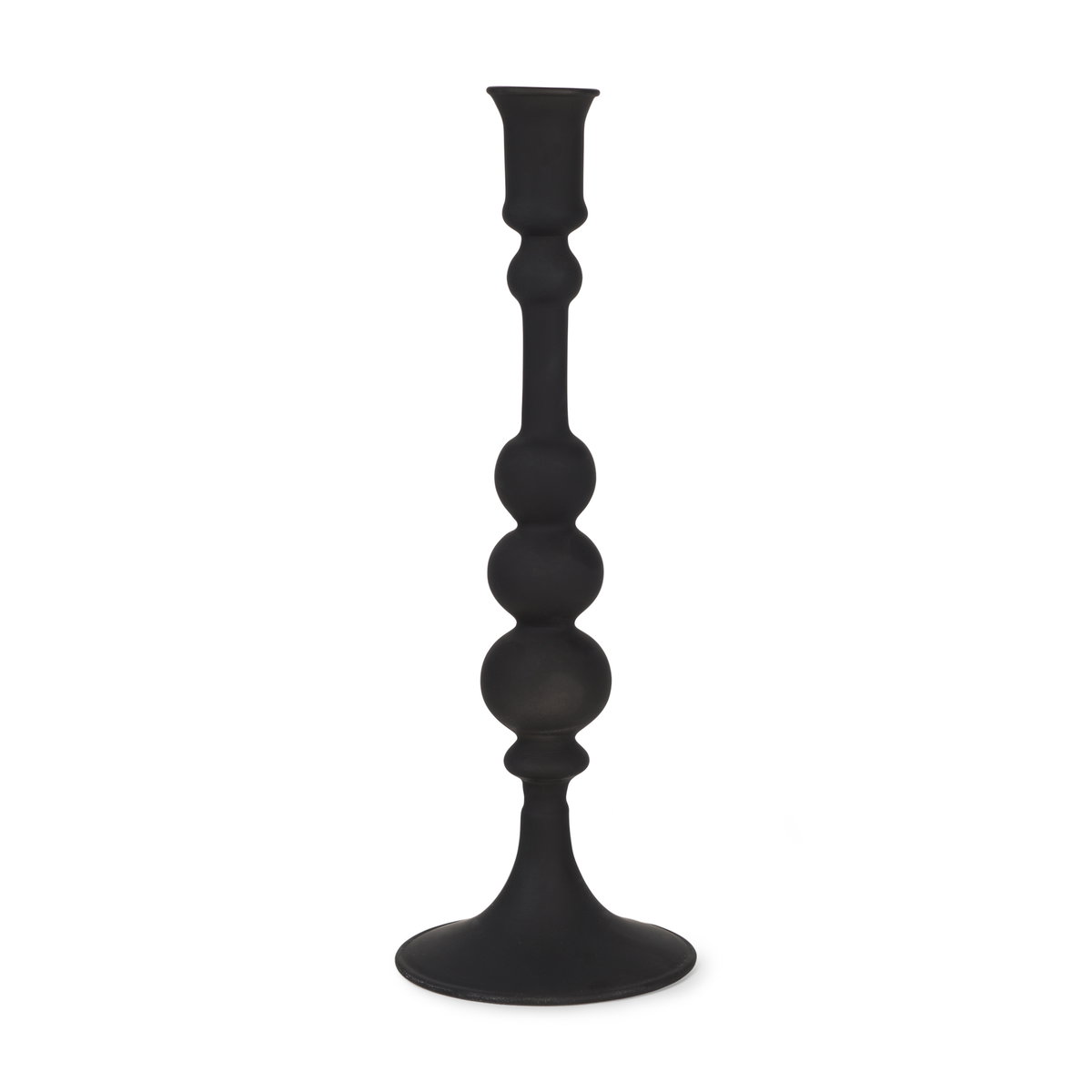 Haute Large Matte Black Blown Glass Candlestick, Candles & Candle Holder by Mercana, 3.98" length x 3.98" width x 11.73" height View 1