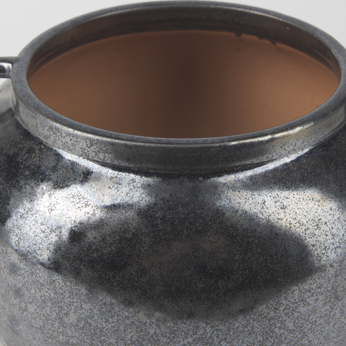 Kora Short Dark Metallic Double Ear Vase, by Mercana, 9.45" length x 9.45" width x 8.46" height View 5