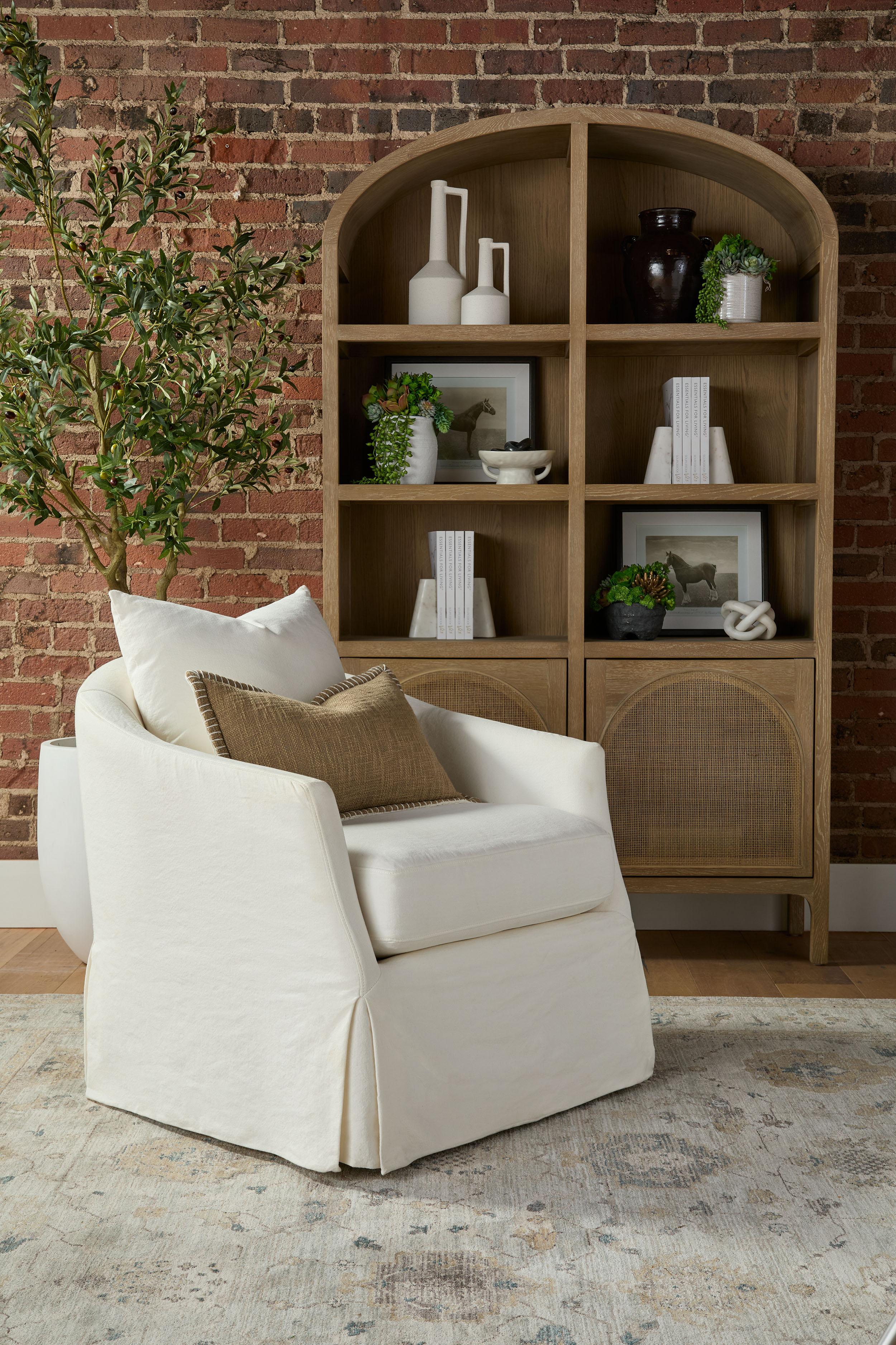Faye Slipcover Swivel Club Chair large image 