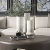 Tovah Medium Textured White with Gold Metal Vase, by Mercana, 6.69" length x 6.69" width x 16.34" height thumbnail 3