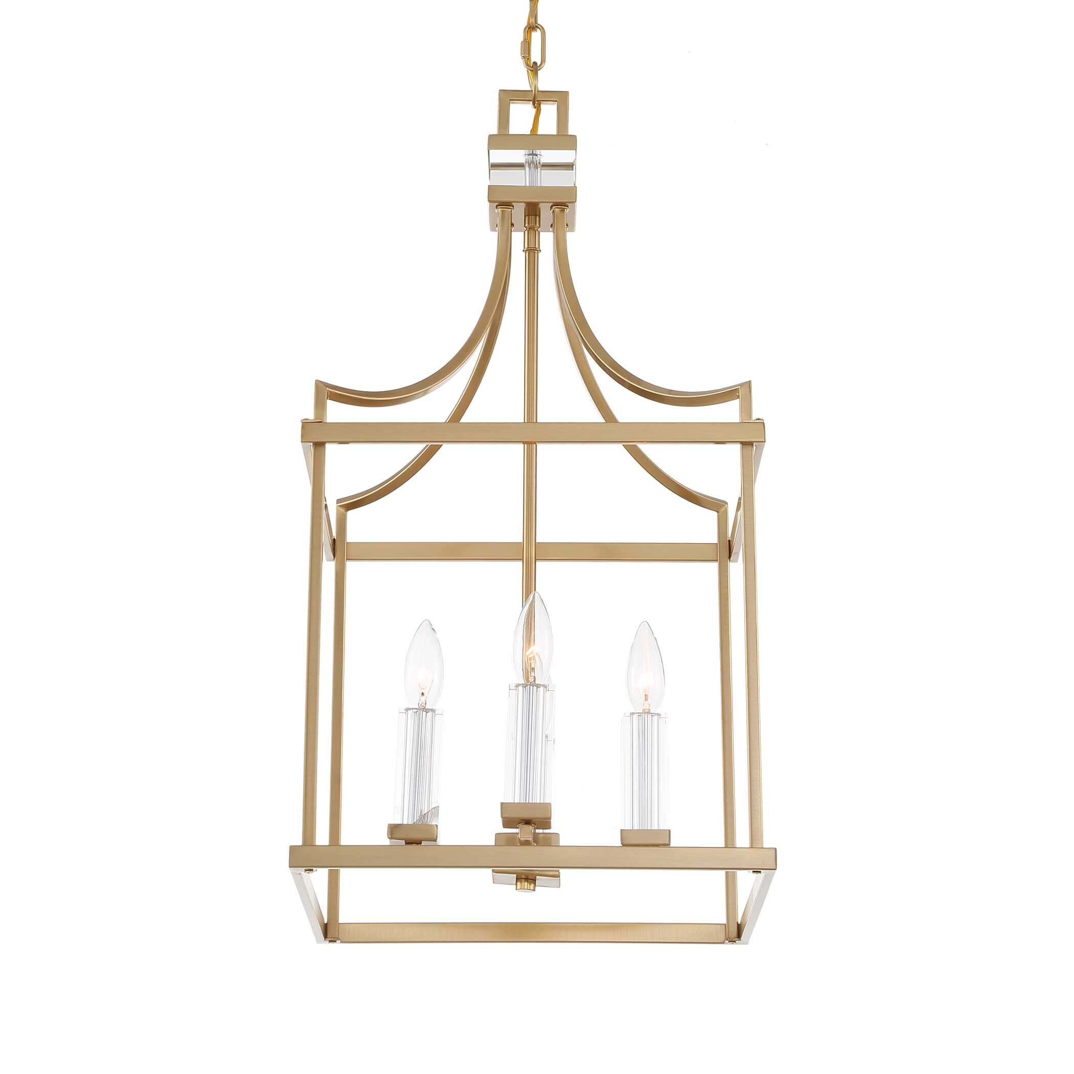 Montreal 4 Light Brass Lantern Pendant, Ceiling Light by Uttermost, 13.87" width x 27.75" height x 13.87" depth View 7