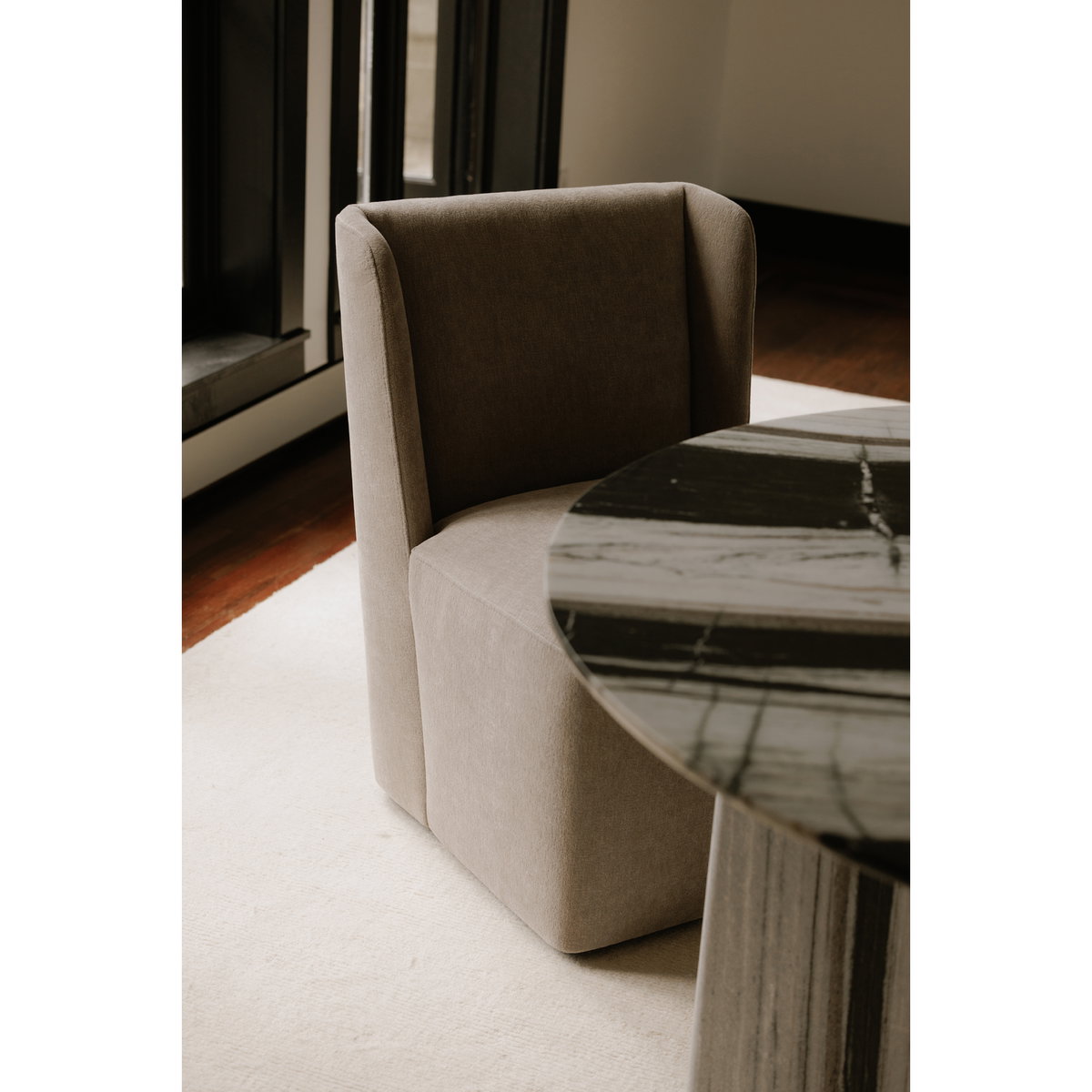 Cormac Rolling Dining Chair Warm Sand, by Moe's Home, 24" width x 33" height x 26" depth View 6