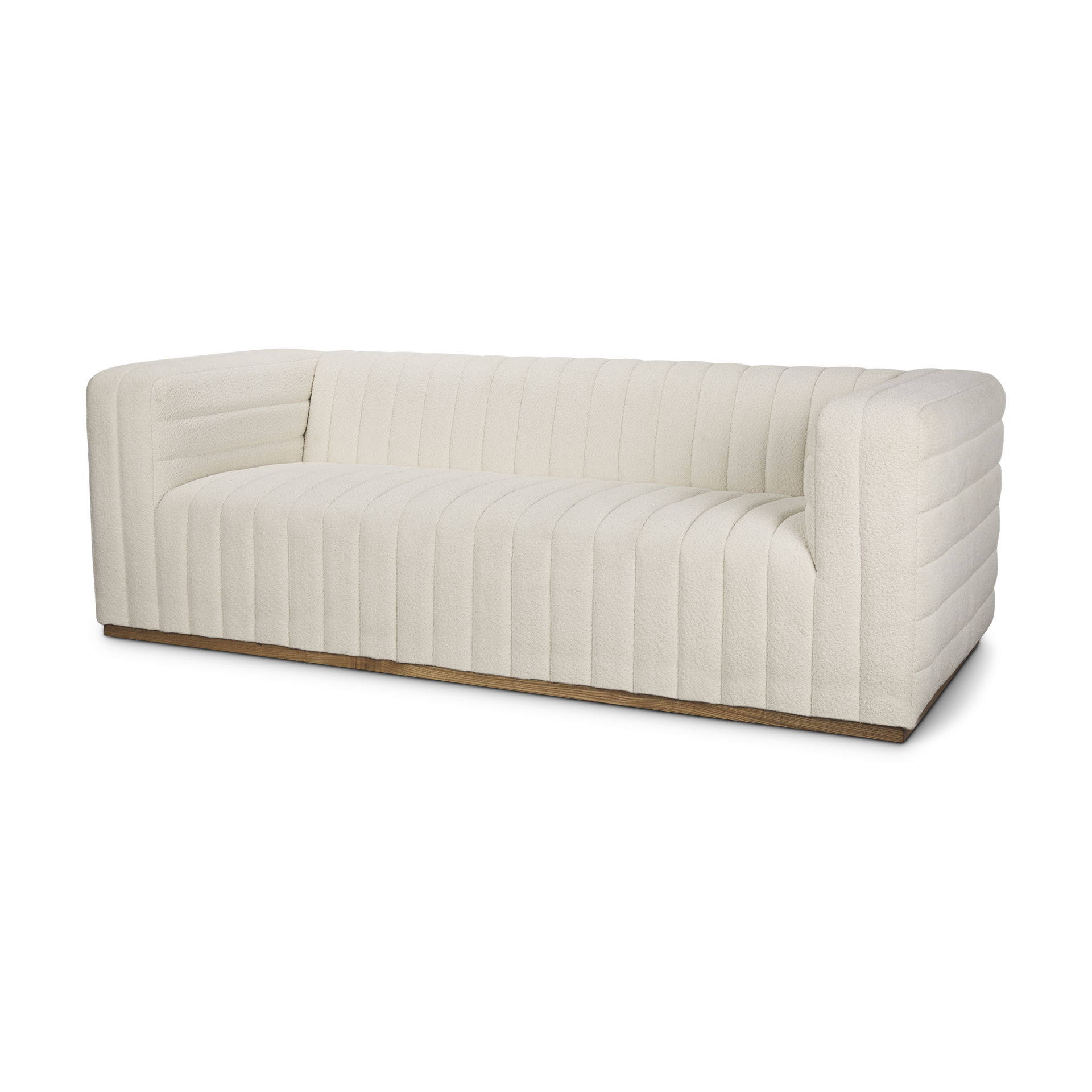 Ricciardo Cream Boucle 3-Seater Sofa, Sofas & Sectional by Mercana, 86.61" length x 38.39" width x 28.15" height View 1