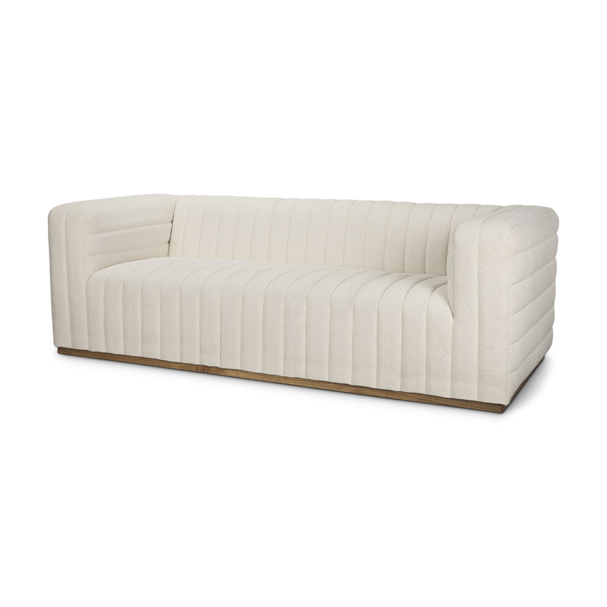 Ricciardo Cream Boucle 3-Seater Sofa, Sofas & Sectional by Mercana, 86.61" length x 38.39" width x 28.15" height View 1