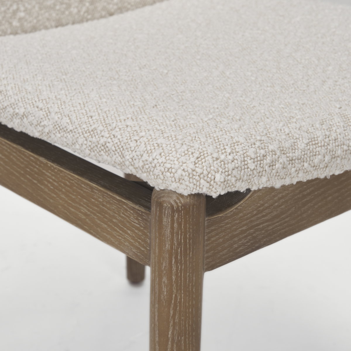 Cavett Curved Back Dining Side Chair | Cream Boucle with Wood, Dining Chair by Mercana, 18" length x 24.21" width x 33.46" height View 16