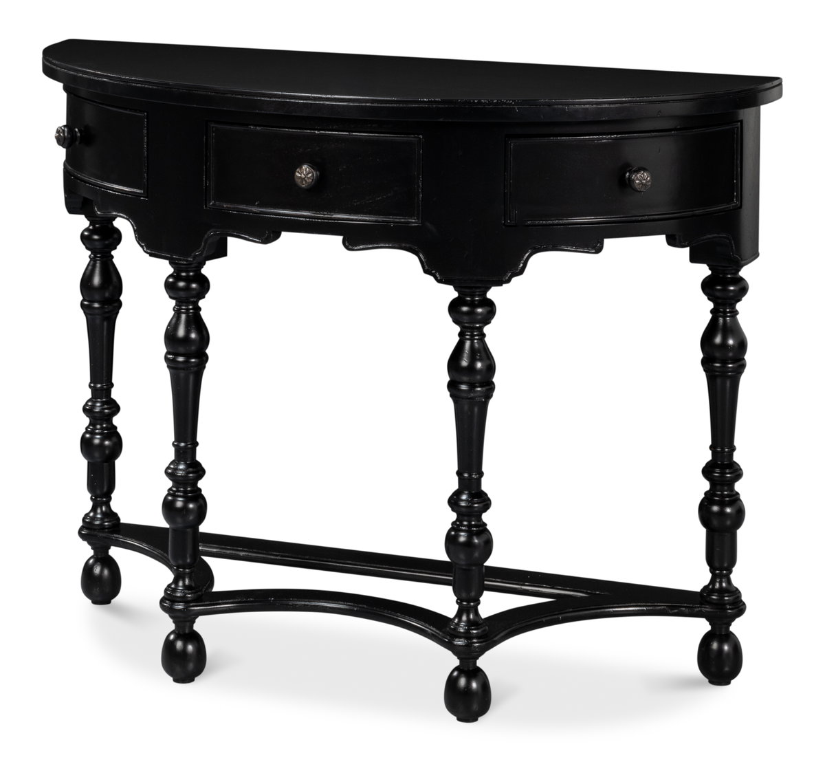 Abraham Half Round Console, by Sarreid, 1'3" length x 3'2" width x 8" height View 1