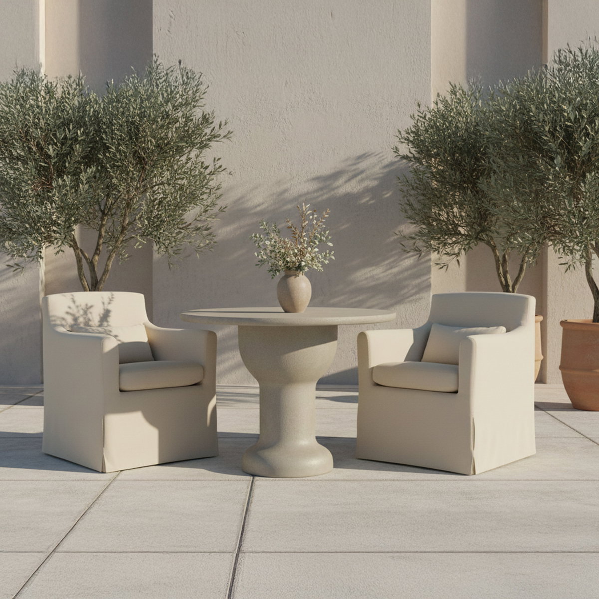 Lydia Outdoor Slipcover Dining Chair Cream, Outdoor Chair by Moe's Home, 2'2.4" width x 2'8.7" height x 2'2.2" depth View 7