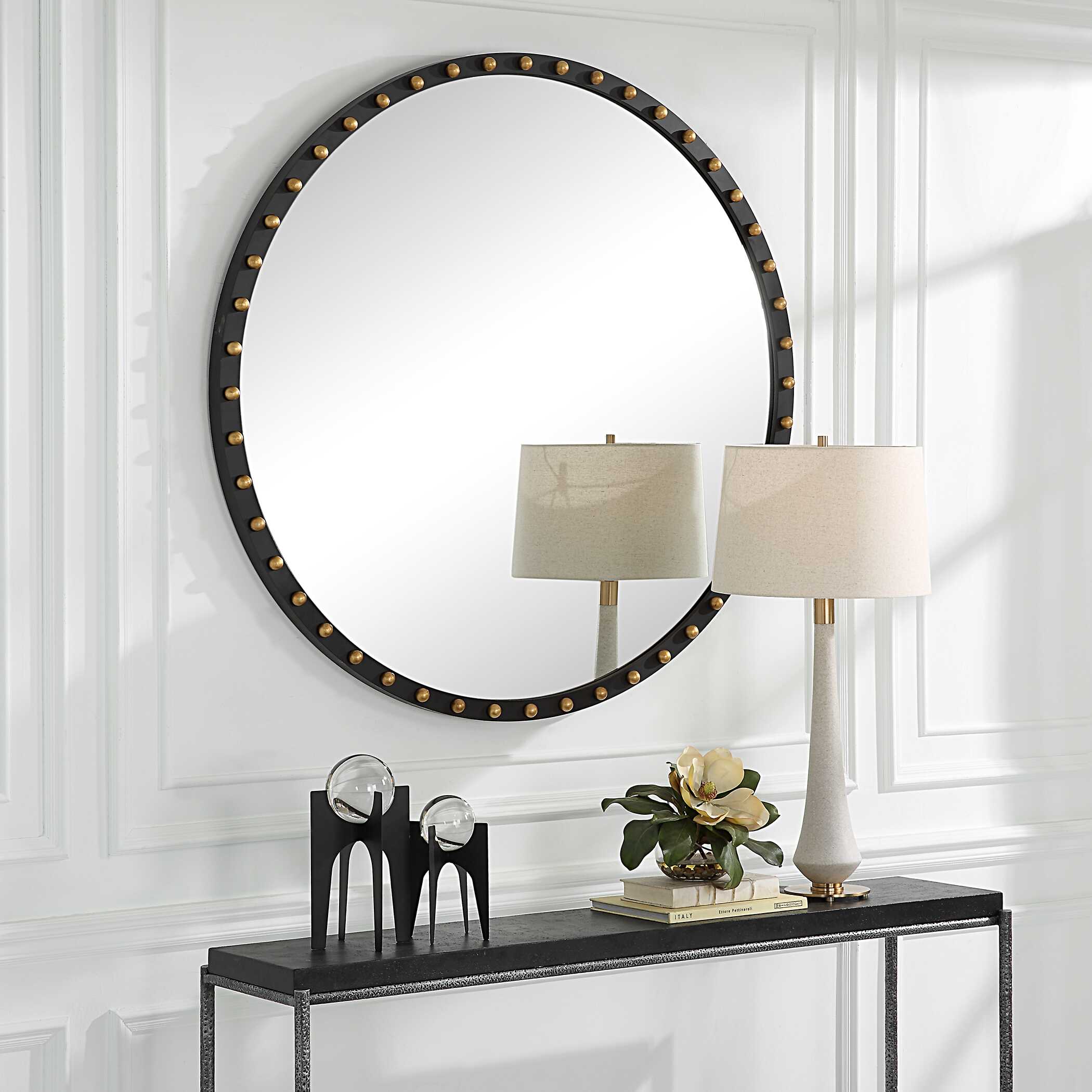 Sele Oversized Round Mirror, by Uttermost, 50.37" width x 50.37" height x 2.5" depth View 4