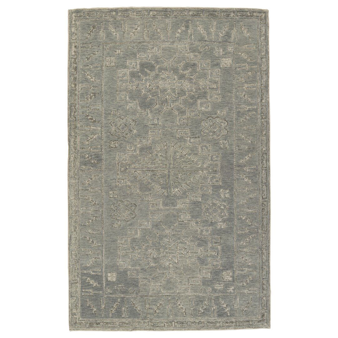 Handmade Tufted Wool Area Rug in Gray/Cream large image 