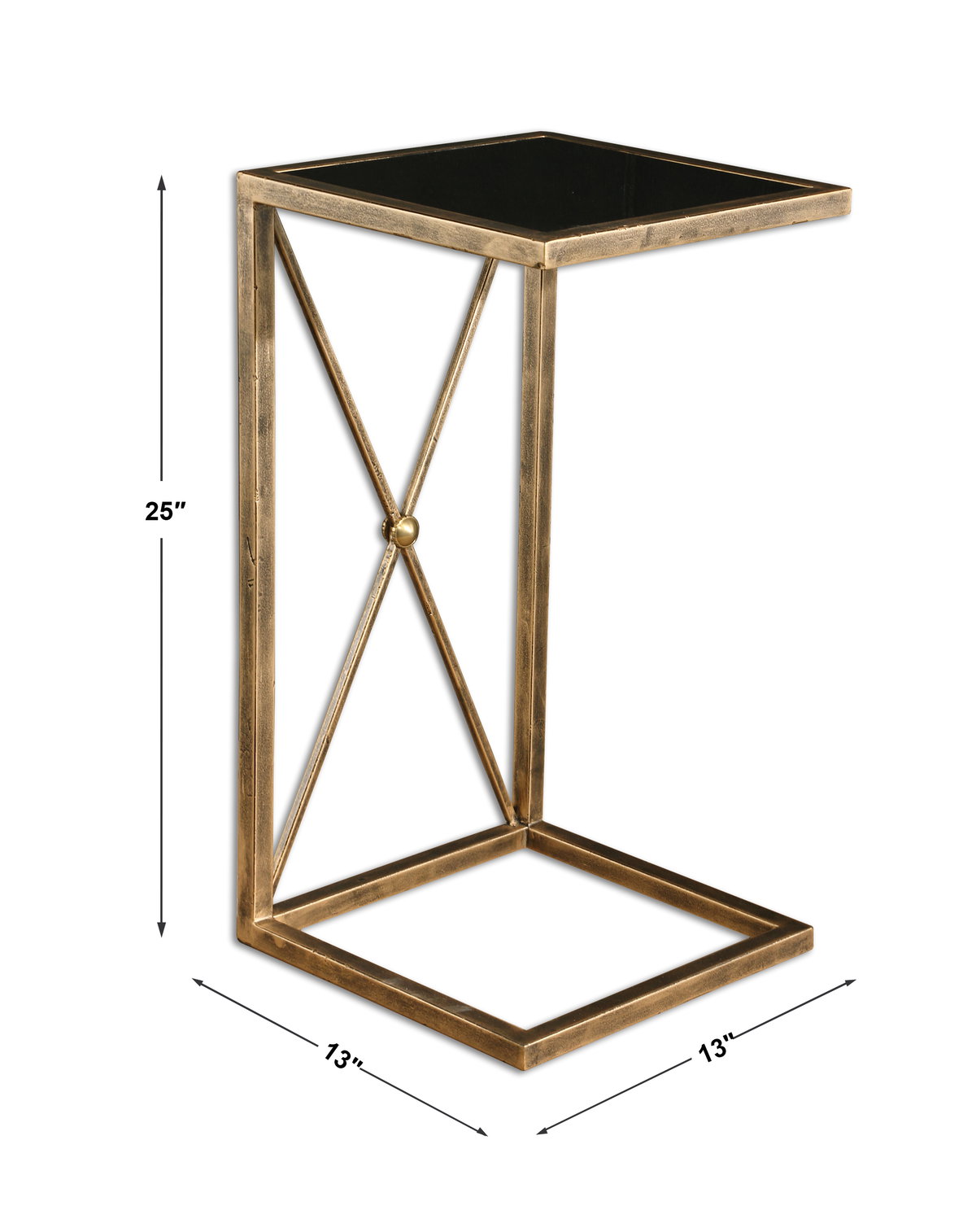 Zafina Gold Accent Table, Side & End Table by Uttermost, 13" width x 25" height x 13" depth View 3