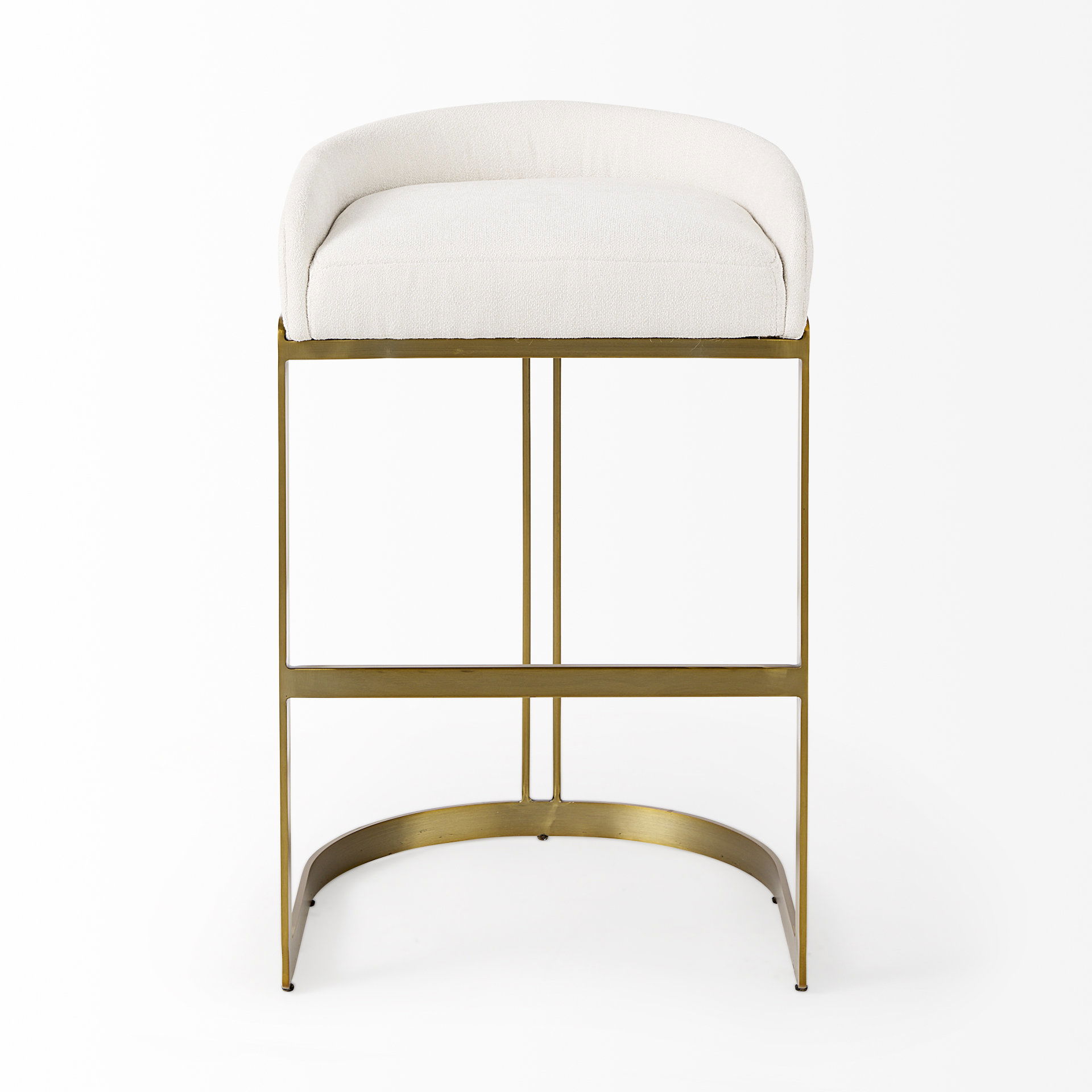Hollyfield II Cream Fabric Seat with Gold Metal Base Bar Stool, Counter & Bar Stool by Mercana, 20.5" length x 19.7" width x 32.7" height View 3
