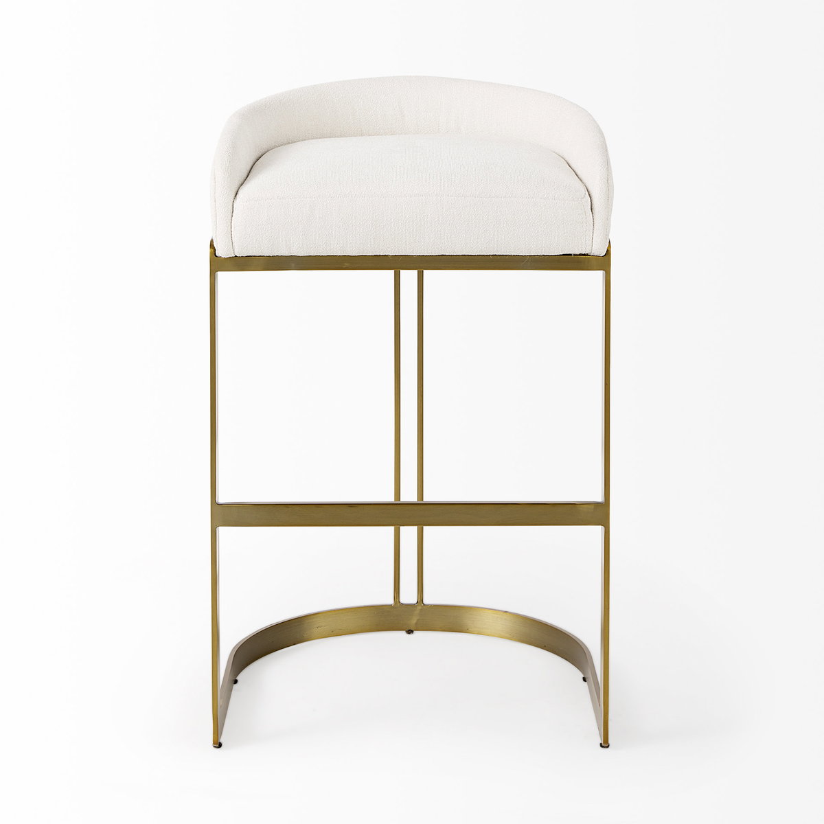 Hollyfield Low Back 28.75in Seat Bar Stool | Cream Fabric with Metal, Counter & Bar Stool by Mercana, 20.5" length x 19.7" width x 32.7" height View 3