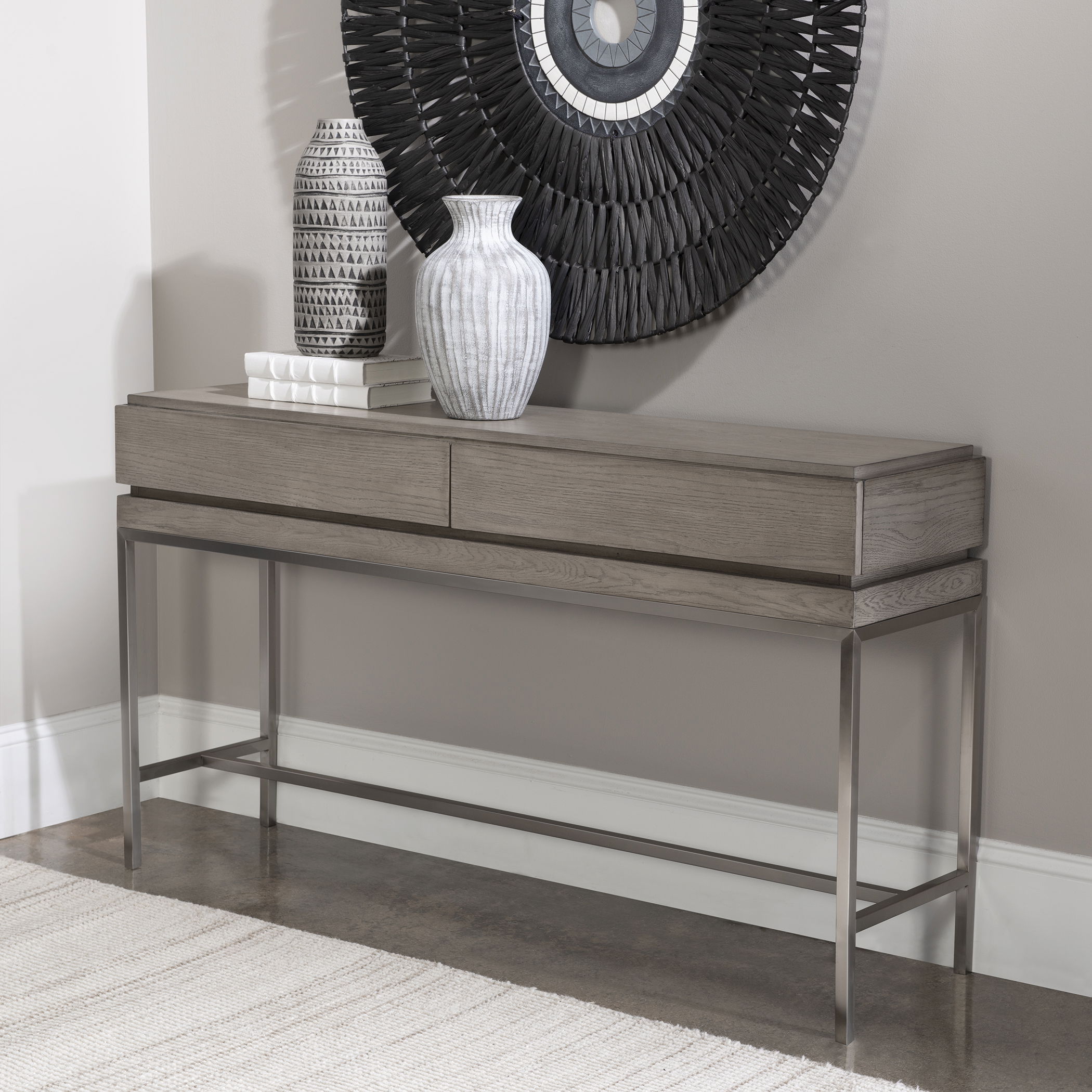 Kamala Gray Oak Console Table large image 