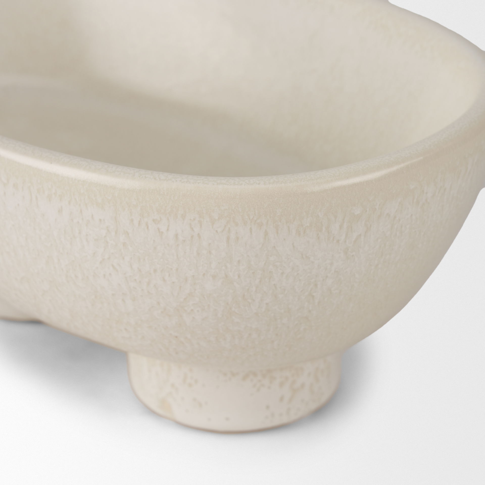 Tyren Cream Glazed Decorative Oblong Ceramic Bowl large image 