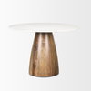 Allyson 42' Round Pedestal Dining Table | Banswara White Marble & Brown Wood | Seats 4, by Mercana, 42" length x 42" width x 30" height thumbnail 6