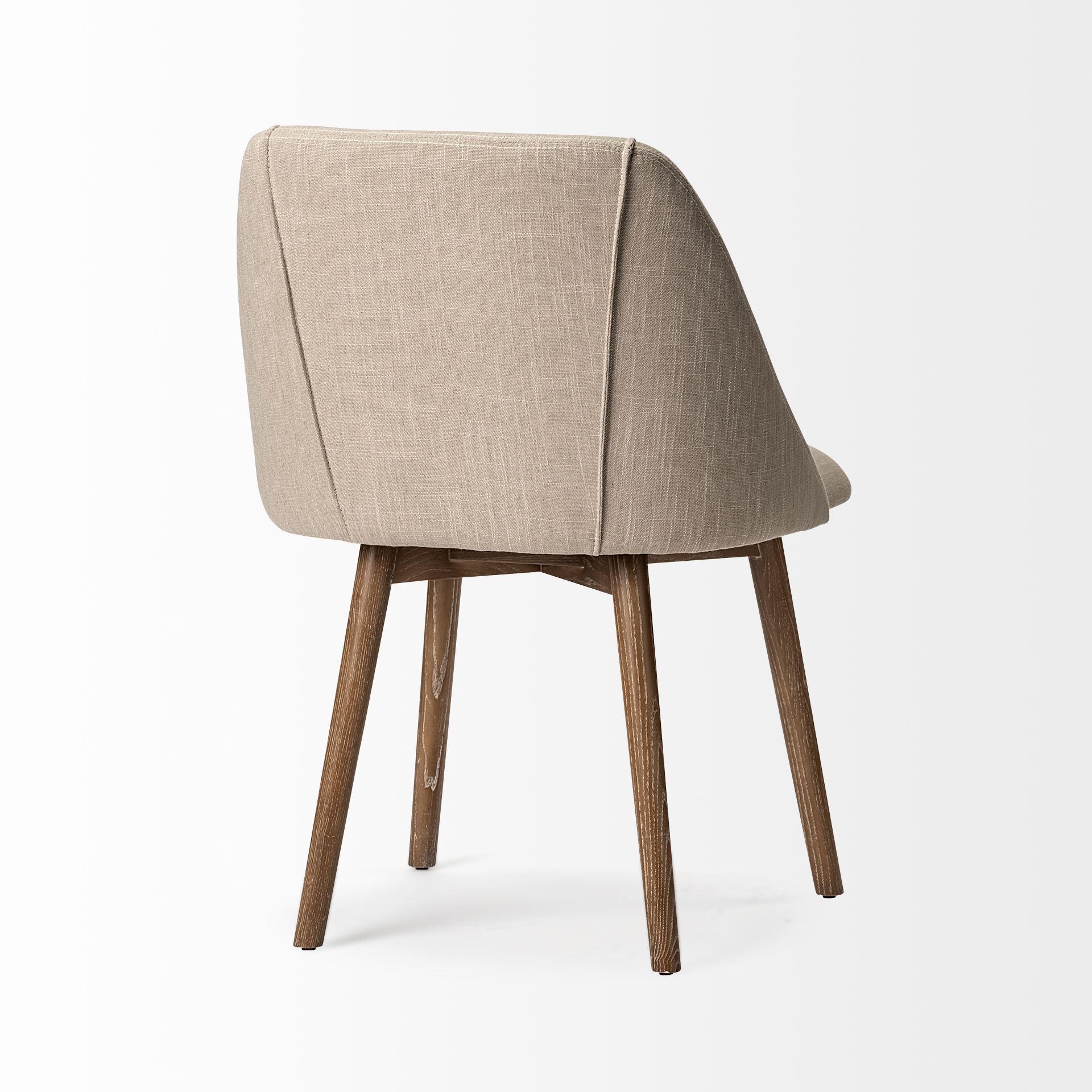 Ronald I Cream Fabric Wrap Brown Wooden Base Dining Chair large image 