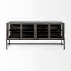 Arelius 70L x 18.75W x 32H Black-Brown Wood, Black Metal Base with 4 Glass Cabinet Doors Sideboard, Sideboards & Buffet by Mercana, 70" length x 18.75" width x 32" height thumbnail 3