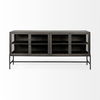 Arelius 70L x 18.75W x 32H Black-Brown Wood, Black Metal Base with 4 Glass Cabinet Doors Sideboard, Sideboards & Buffet by Mercana, 70" length x 18.75" width x 32" height thumbnail 3