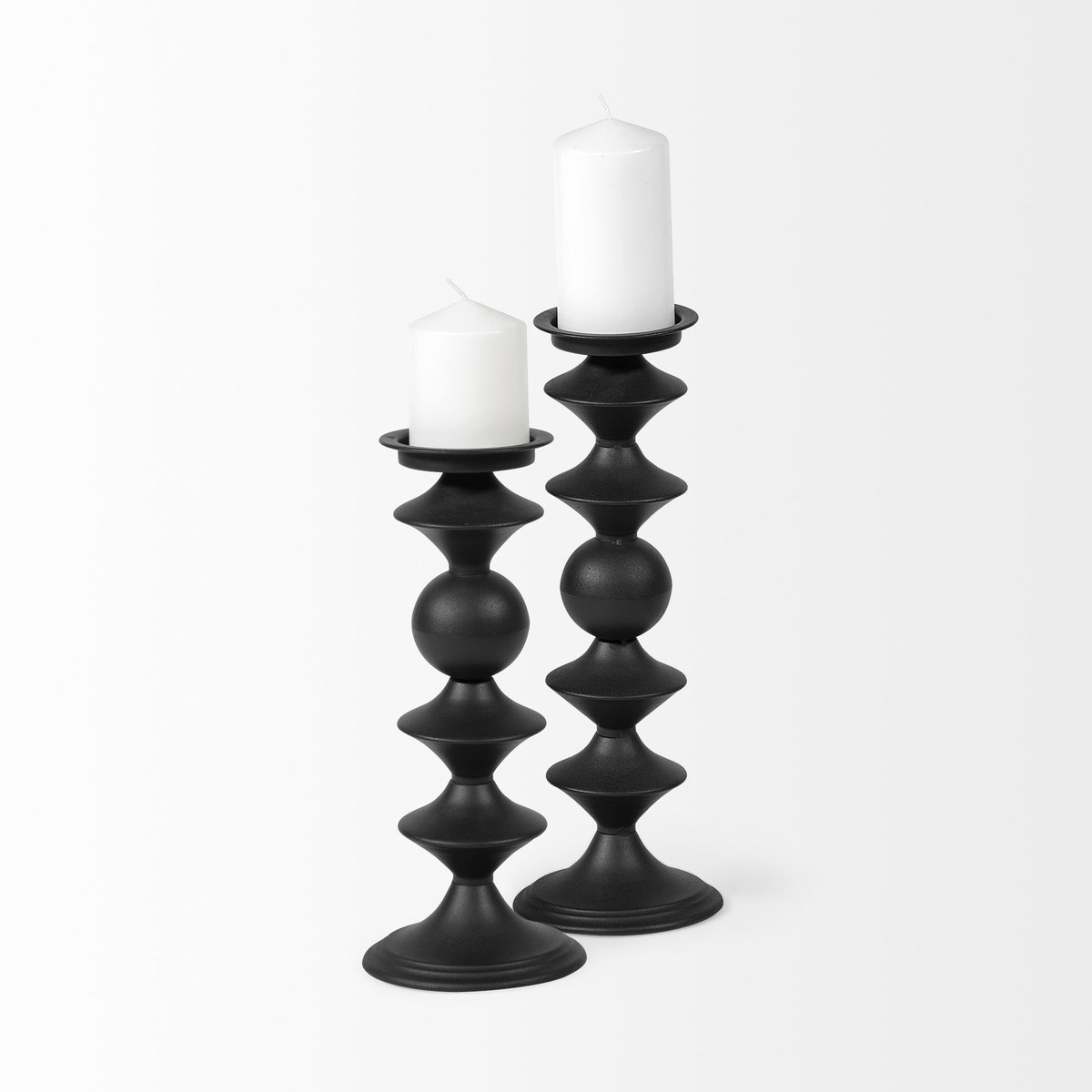 Candelero II Large Black Metal Grooved Table Candle Holder, Candles & Candle Holder by Mercana, 5.51" length x 5.51" width x 15.75" height View 5