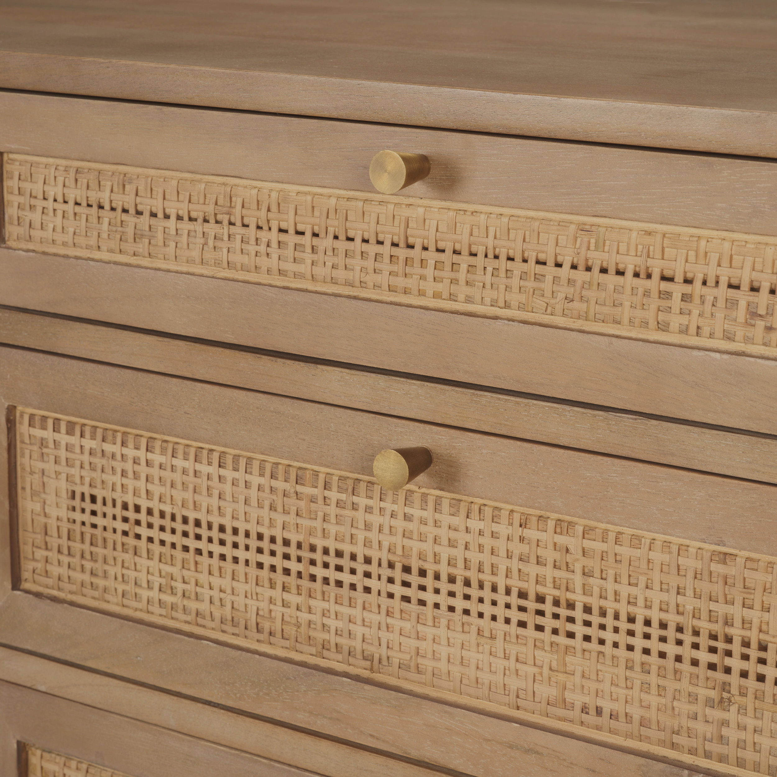 Grier 60' Light Brown Solid Wood with Cane Office Desk, by Mercana, 62" length x 22.75" width x 30" height View 14