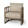 Skylar II Tan Fabric Covered Cushioned Demi-Lune Wooden Frame Accent Chair thumbnail 0