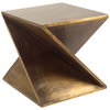 Zelda 20L x 20W Gold Metal-Cladded Z-Shaped Wooden Accent Table, Side & End Table by Mercana, 20" length x 20" width x 20.75" height thumbnail 1