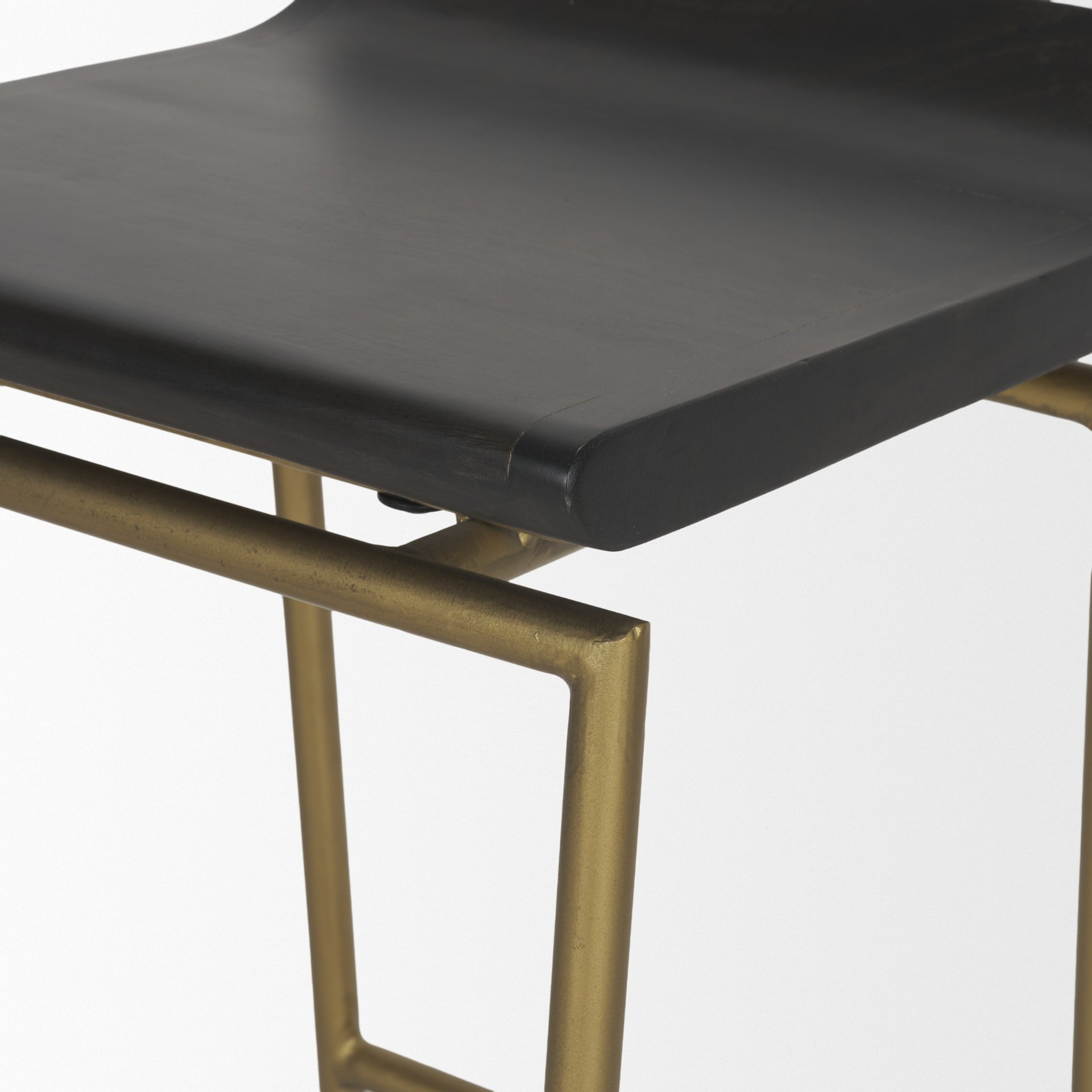 Givens 24.25'H Seat Height Brown Wood Seat Gold Metal Frame Stool, Counter & Bar Stool by Mercana, 14" length x 15.8" width x 26" height View 10