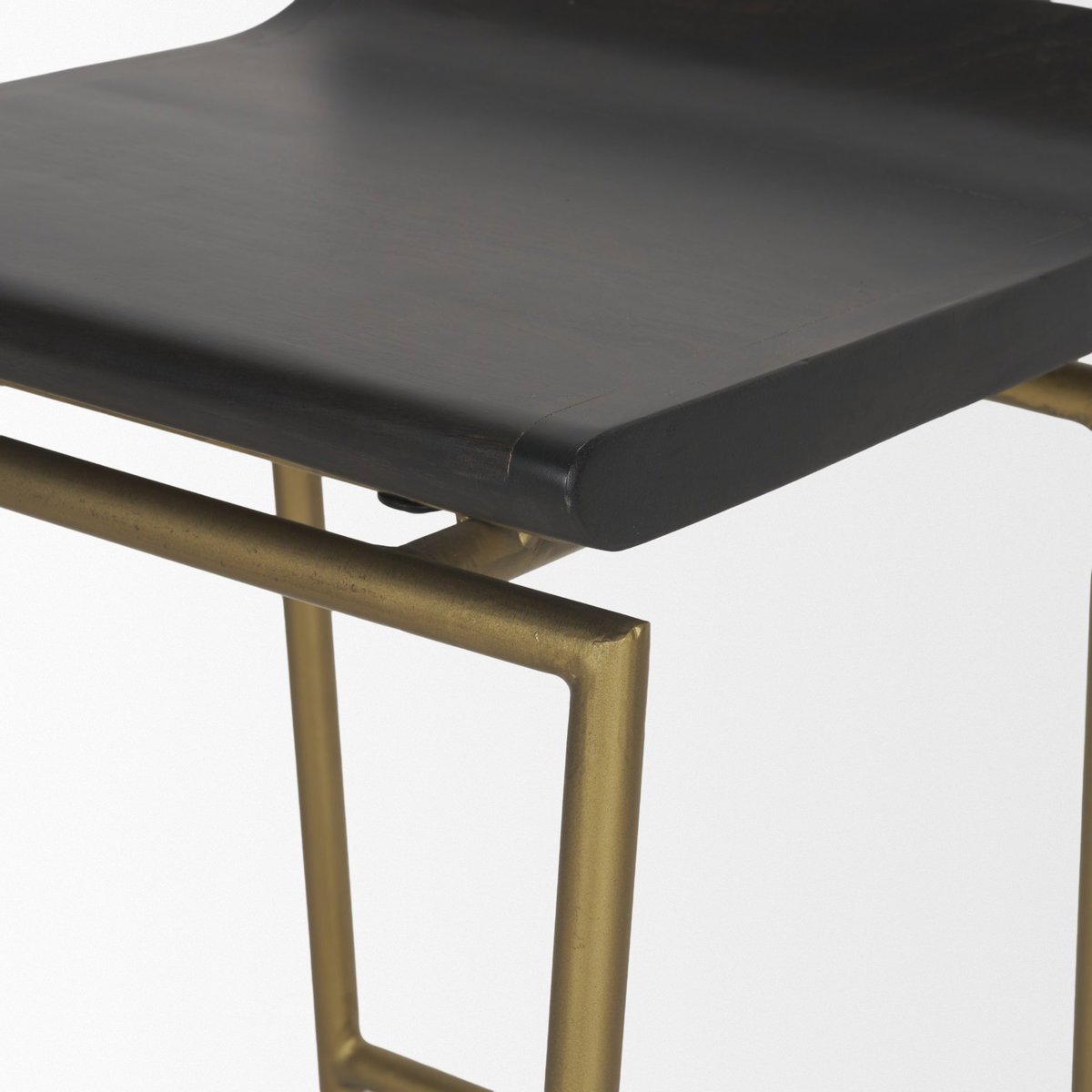 Givens Backless 26in Seat Counter Stool | Brown Wood with Gold Metal, Counter & Bar Stool by Mercana, 14" length x 15.8" width x 26" height View 12