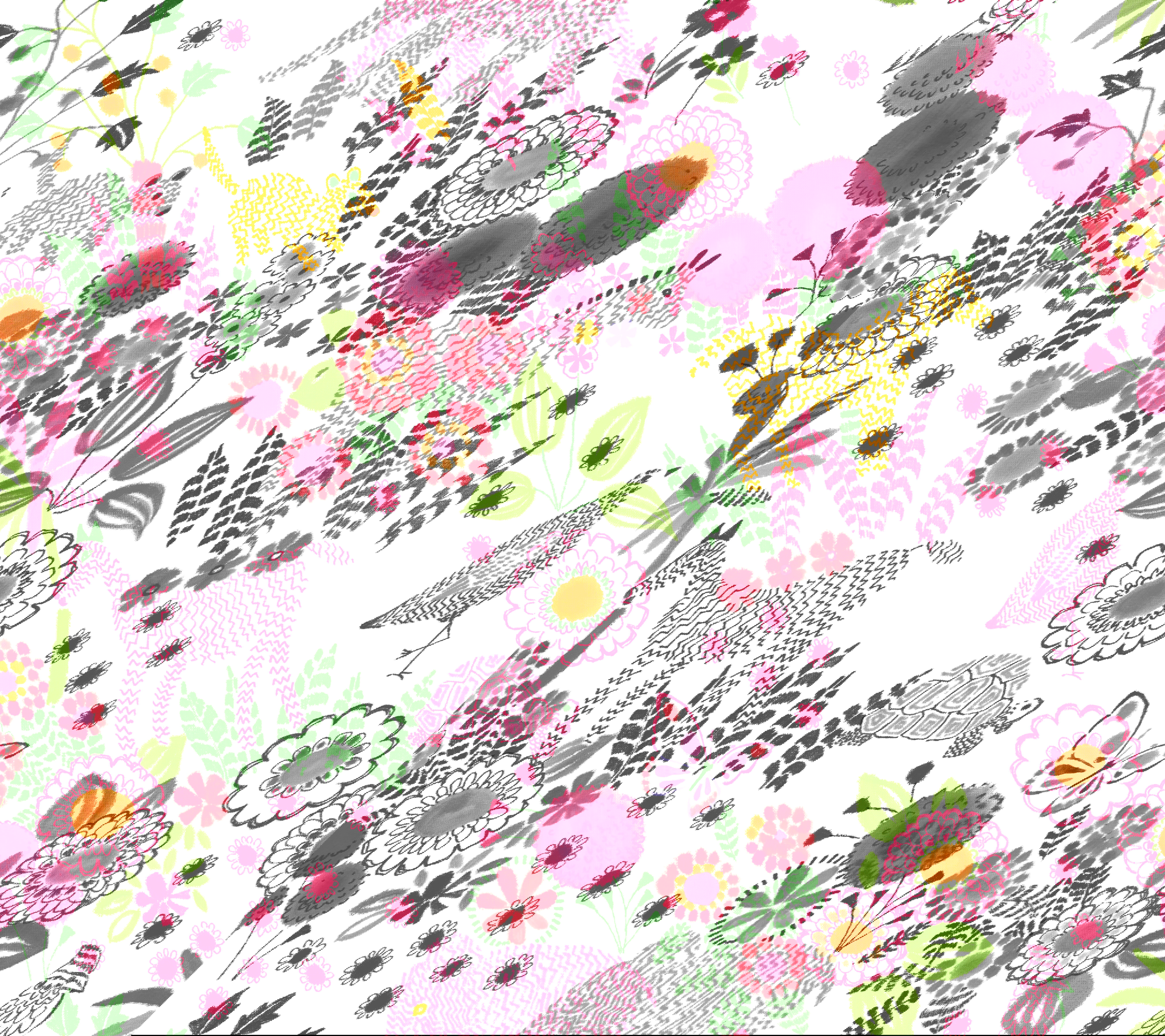 Reverie Pink & Green Peel & Stick Wallpaper large image 