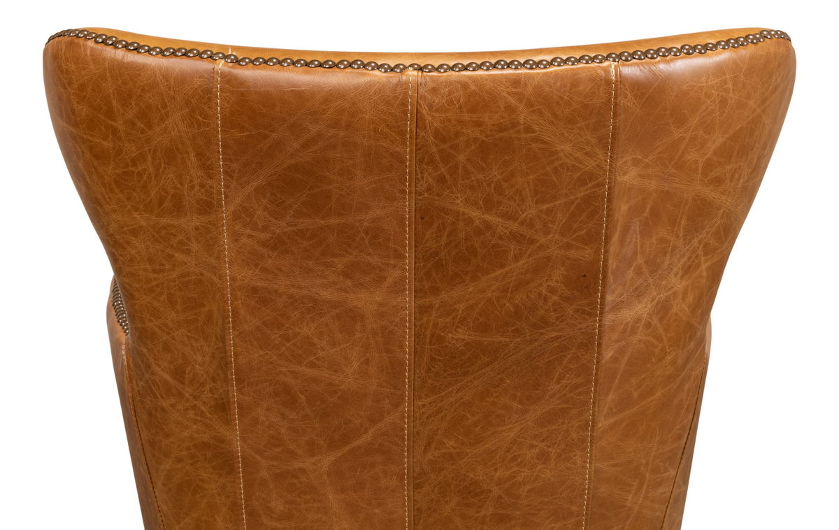 Andrew Jackson Desk Chair  Cuba Brown, by Sarreid, 2'5" length x 2'1" width x 2'11" height View 3