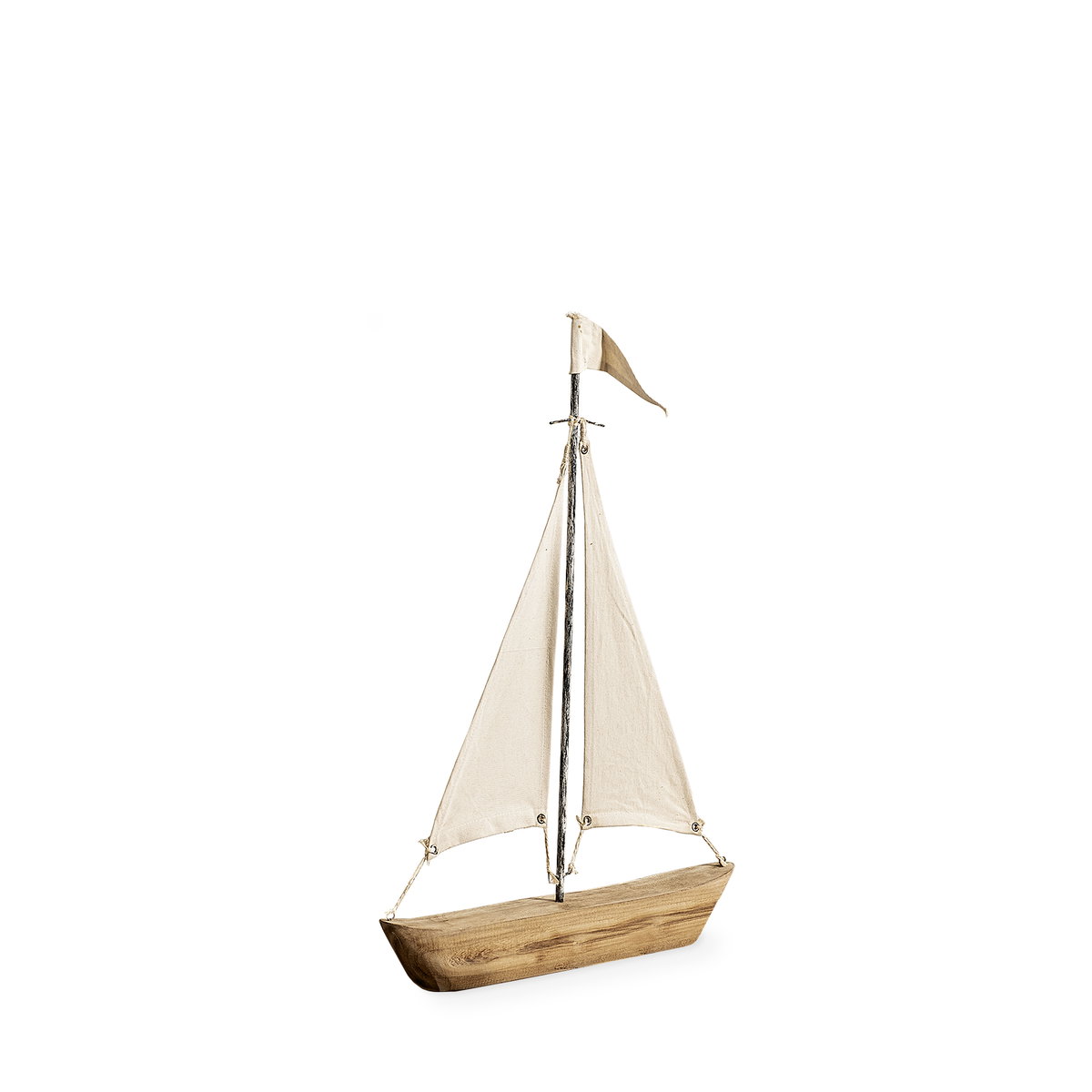 Tartane Small 17L x 2W Brown/Cream Nautical Inspired Sailboat, Decorative Object by Mercana, 17" length x 2.3" width x 21" height View 1
