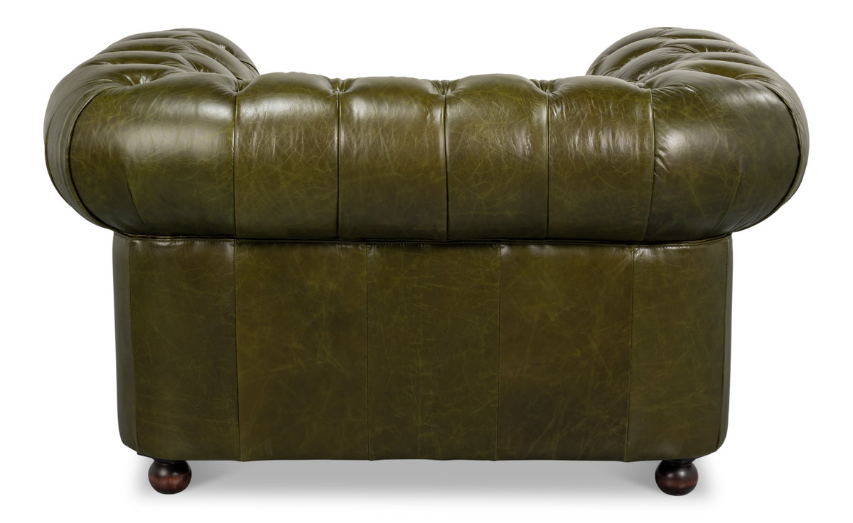 Savile Leather Chair,Green, Seating by Sarreid, 51" length x 39" width x 29" height View 10