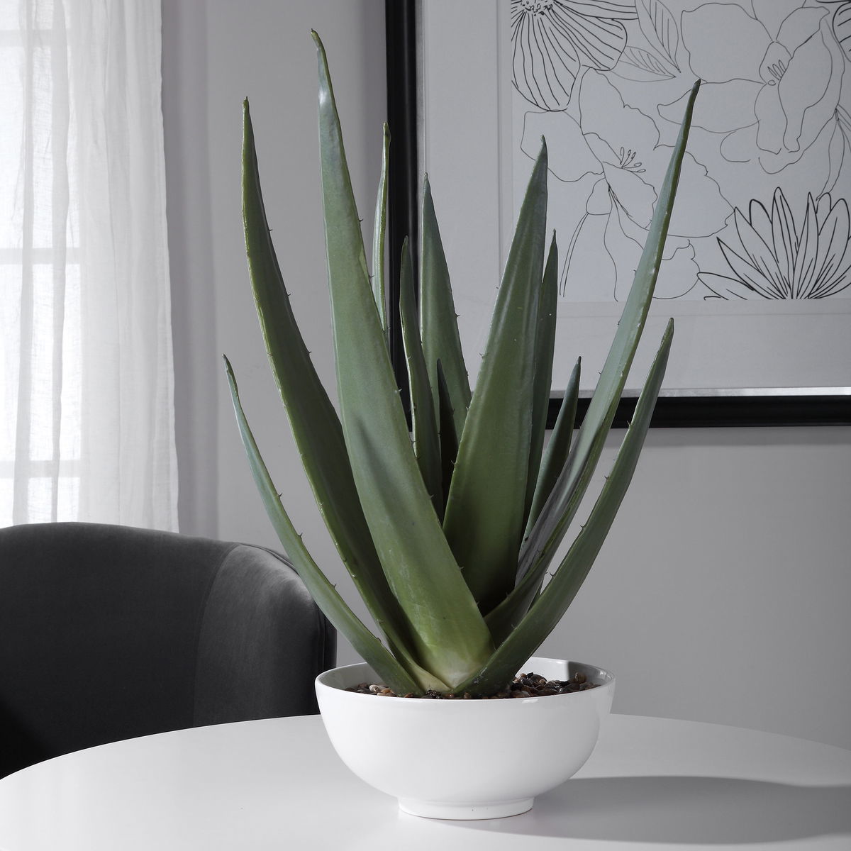 Evarado Aloe Planter, Artificial Plants & Flower by Uttermost, 16.75" width x 28.25" height x 16.75" depth View 2
