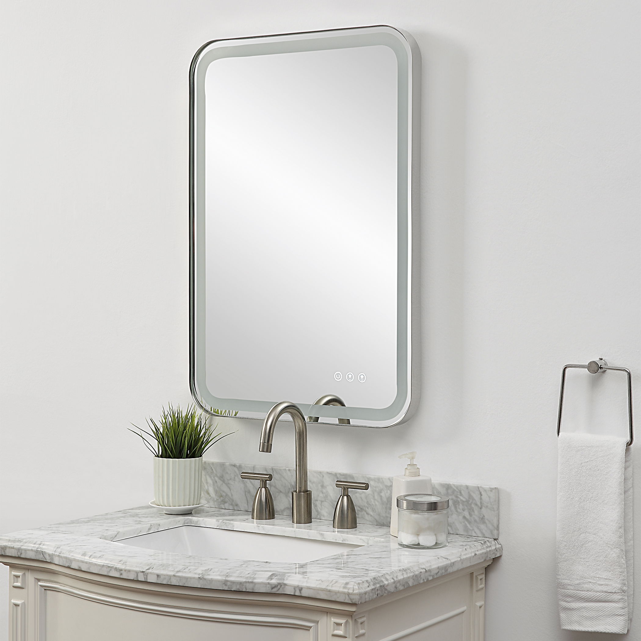 Crofton Lighted Nickel Vanity Mirror large image 